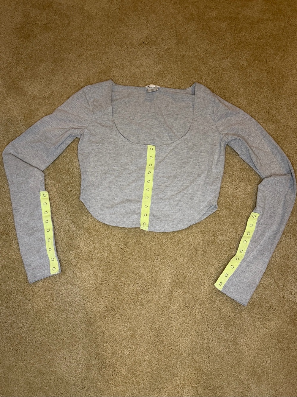 For Love & Lemons Gray Neon Snap Button Crop Top S